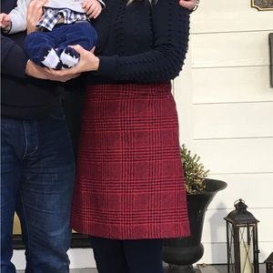 Brooks Brothers Women’s red and navy plaid wool skirt.